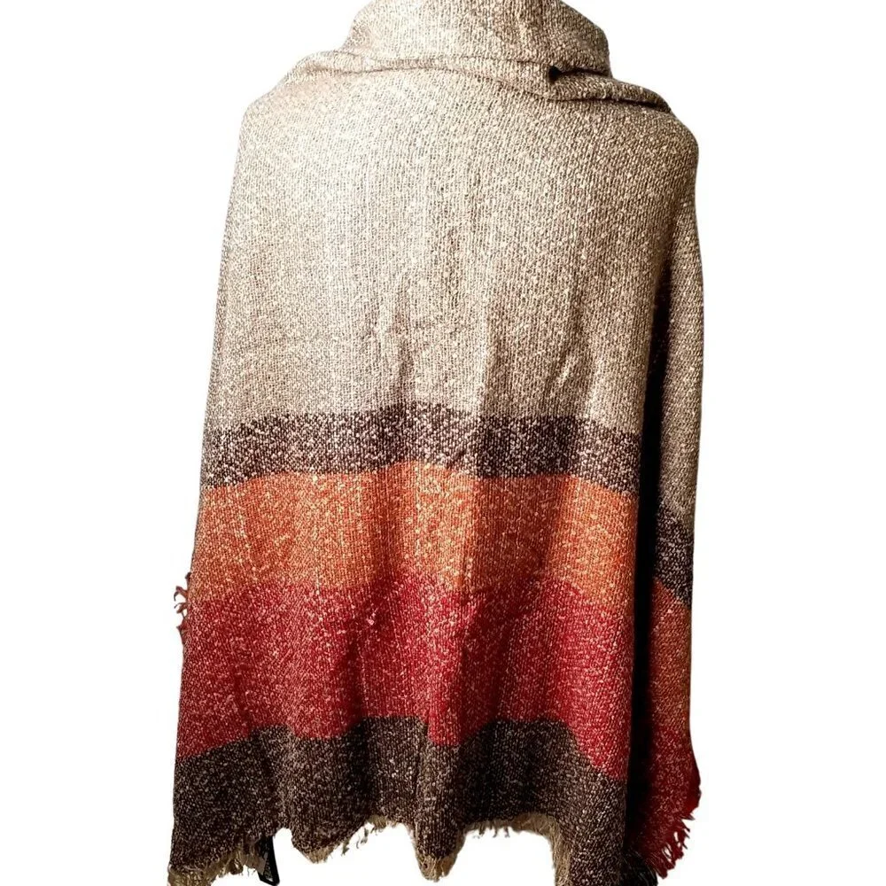 Steve Madden Large Boucle Beige Stripe Blanket Throw Shawl Scarf NEW NWT $50